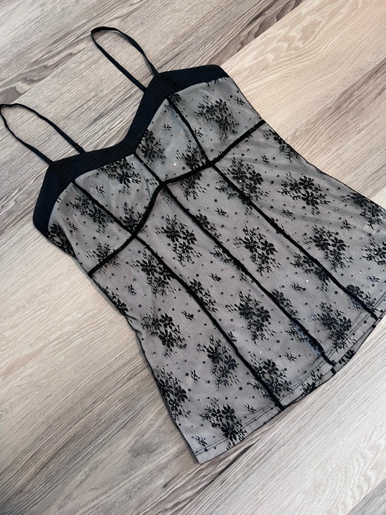 Express Tops - Express Black Floral Lace Spaghetti Strap Cami